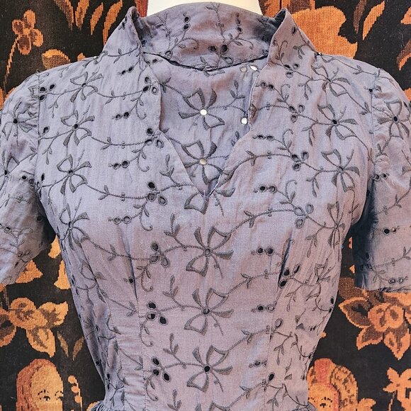 1940s Eyelet Peplum Dress - Picture 2 of 8